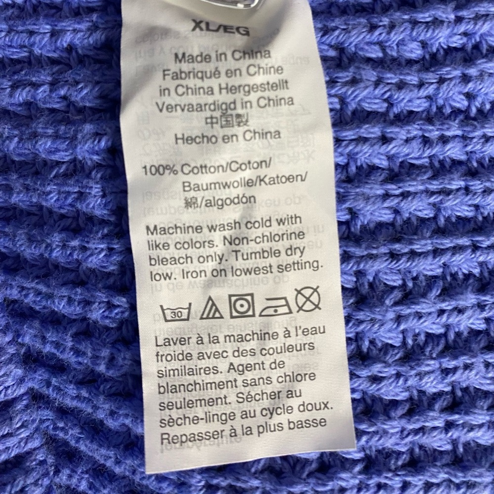 J.CREW Women’s Cotton Periwinkle, Chunky knit, V-neck Long Sleeve Sweater XL - Picture 7 of 7